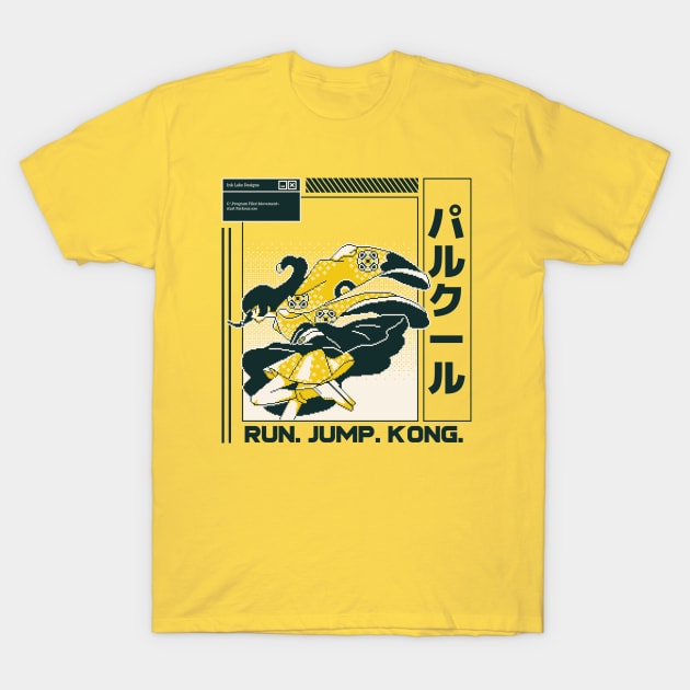 Run Jump Kong Parkour T-Shirt by Ink Lake Designs